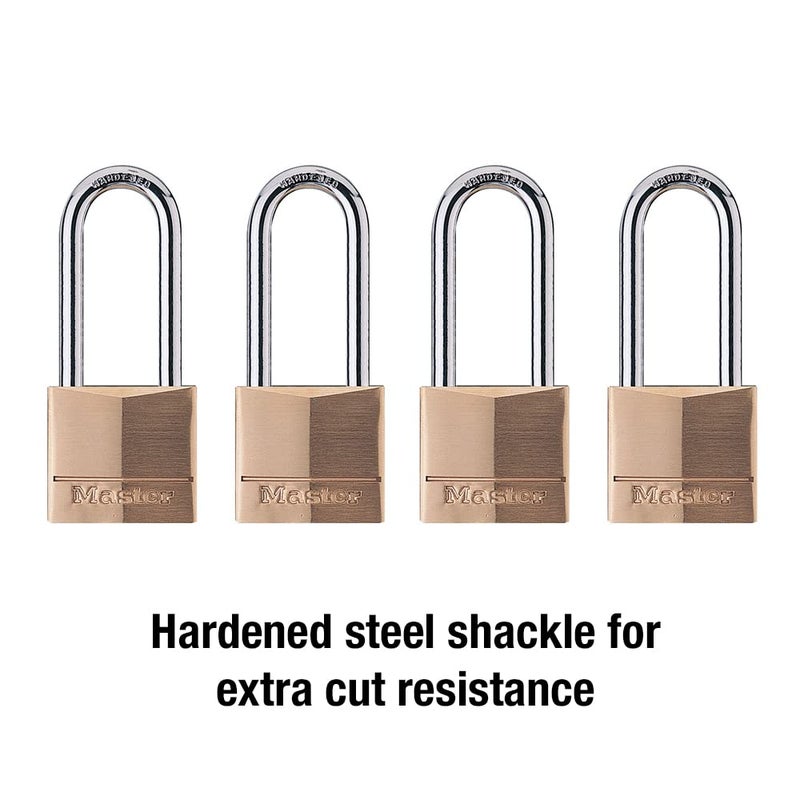 Master Lock Padlock, Solid Brass Lock, 1-9/16 in. Wide, 140QLH (Pack of 4-Keyed Alike) - Image 5